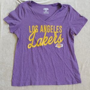 Women's NBA Los Angeles Lakers Purple V Neck T Shirt Size Large